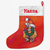 Gepersonaliseerde feestelijke gemberkerst grote kerstsok (Achterkant)