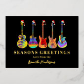 Gepersonaliseerde feestelijke gitaarseizoenen Groe Folie Feestdagenkaart (Voorkant)