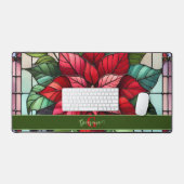 Gepersonaliseerde feestelijke Glas in lood poinset Bureaumat (Keyboard & Muis)