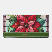 Gepersonaliseerde feestelijke Glas in lood poinset Bureaumat (Voorkant)