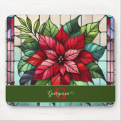 Gepersonaliseerde feestelijke Glas in lood poinset Muismat (Voorkant)