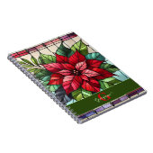 Gepersonaliseerde feestelijke Glas in lood poinset Notitieboek (Rechterzijde)