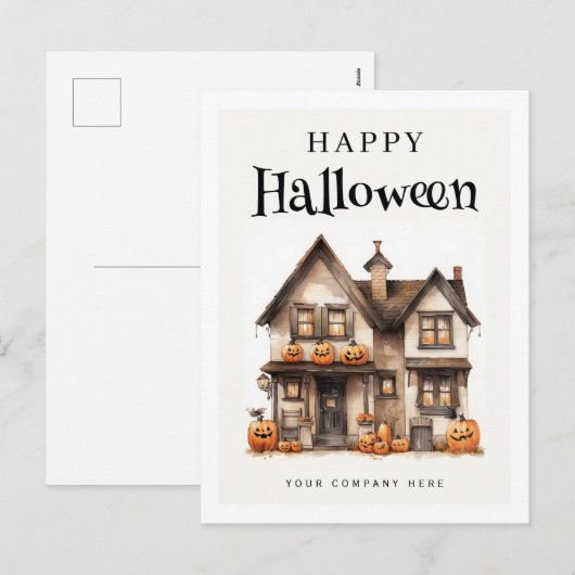 Gepersonaliseerde feestelijke Halloween huis onroe Feestdagenkaart (Voorkant / Achterkant)