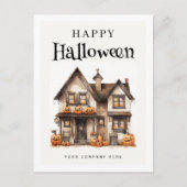 Gepersonaliseerde feestelijke Halloween huis onroe Feestdagenkaart (Voorkant)