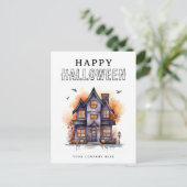 Gepersonaliseerde feestelijke Halloween huis onroe Feestdagenkaart (Staand voorkant)