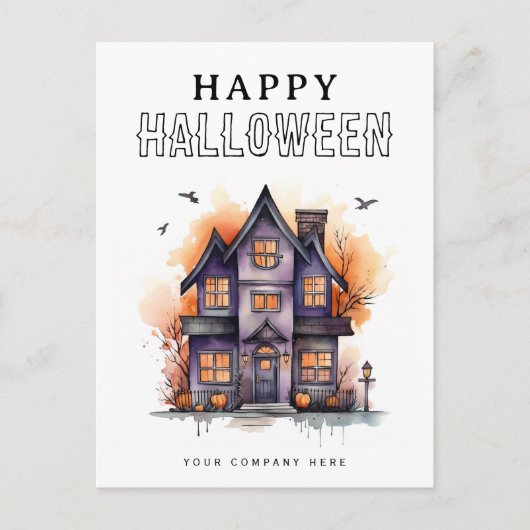 Gepersonaliseerde feestelijke Halloween huis onroe Feestdagenkaart (Voorkant)