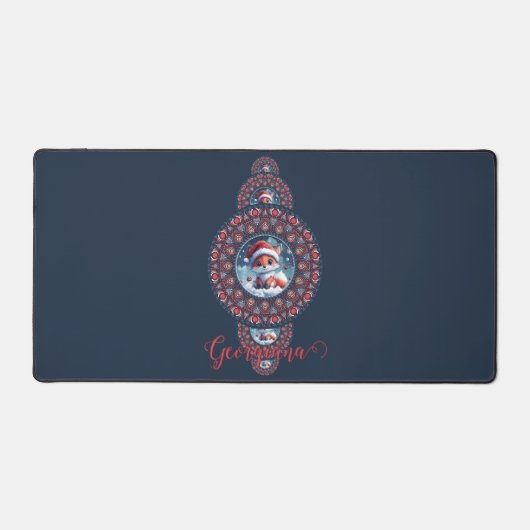 Gepersonaliseerde feestelijke Kawaii Fox siermanda Bureaumat (Voorkant)