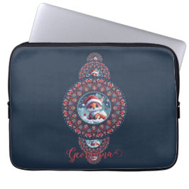 Gepersonaliseerde feestelijke Kawaii Fox siermanda Laptop Sleeve