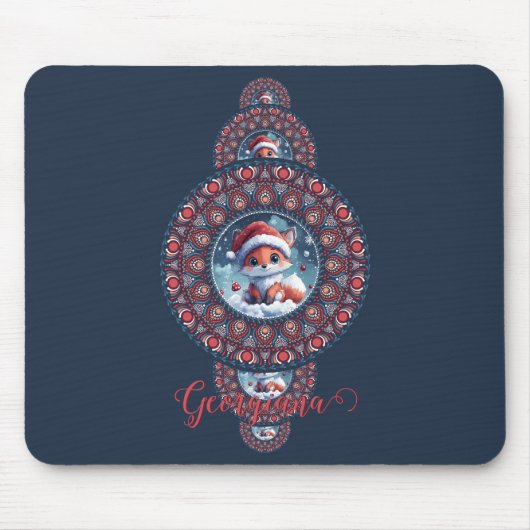 Gepersonaliseerde feestelijke Kawaii Fox siermanda Muismat (Voorkant)