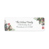Gepersonaliseerde feestelijke kerst retour adres etiket (Voorkant)