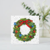Gepersonaliseerde feestelijke kerstkrans feestdagenkaart (Staand voorkant)