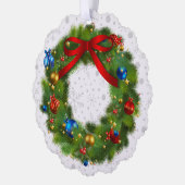 Gepersonaliseerde feestelijke kerstkrans ornament kaart (Links)