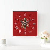 Gepersonaliseerde feestelijke kerstnotenkraker vierkante klok (Huis)