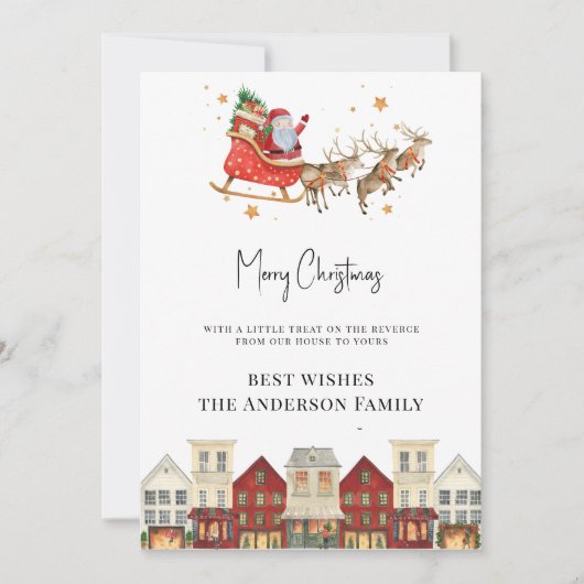 Gepersonaliseerde feestelijke moderne waterverf feestdagenkaart (Voorkant)