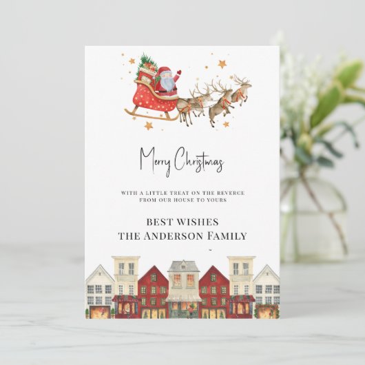 Gepersonaliseerde feestelijke moderne waterverf feestdagenkaart (Staand voorkant)