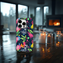 Gepersonaliseerde Feestelijke Neon Snowflakes Case-Mate iPhone 14 Pro Hoesje