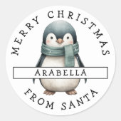 Gepersonaliseerde feestelijke pinguïn Kerst sticke Ronde Sticker (Voorkant)