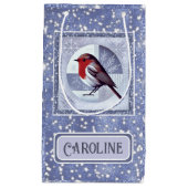 Gepersonaliseerde feestelijke Robin Christmas Desi Klein Cadeauzakje (Voorkant)