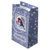 Gepersonaliseerde feestelijke Robin Christmas Desi Klein Cadeauzakje (Achterkant Gekanteld)