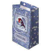 Gepersonaliseerde feestelijke Robin Christmas Desi Klein Cadeauzakje (Voorkant Gekanteld)