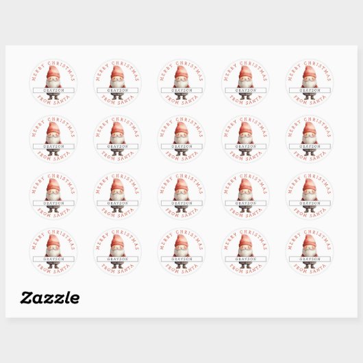 Gepersonaliseerde feestelijke Santa Kerst sticker (Vel)