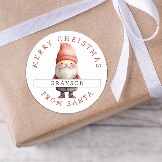 Gepersonaliseerde feestelijke Santa Kerst sticker