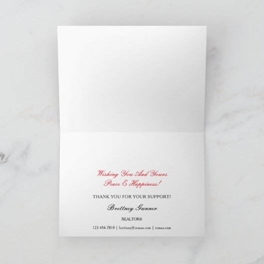 Gepersonaliseerde Feestelijke Script Realtor Vakan Bedankkaart (Binnen)