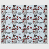 Gepersonaliseerde feestelijke sneeuwmannen cadeaupapier (Vlak)