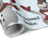 Gepersonaliseerde feestelijke sneeuwmannen cadeaupapier (Rol Hoek)