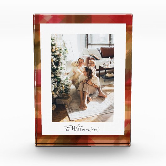 Gepersonaliseerde feestelijke vakantie Warm Plaid  Fotoblokken (Voorkant)