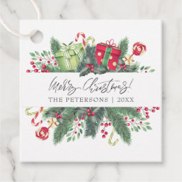 Gepersonaliseerde feestelijke vrolijke kerst decor bedankjes labels