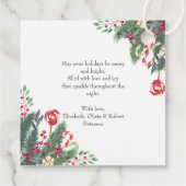 Gepersonaliseerde feestelijke vrolijke kerst decor bedankjes labels (Achterkant)