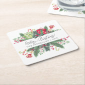 Gepersonaliseerde feestelijke vrolijke kerst decor kartonnen onderzetters (Schuin)