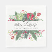 Gepersonaliseerde feestelijke vrolijke kerst decor servet (Voorkant)