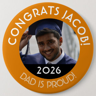 Gepersonaliseerde felicitatie afstudeerfoto papa t ronde button 6,0 cm