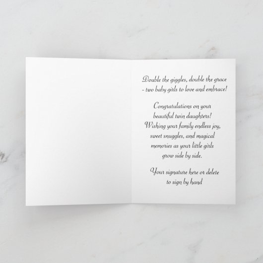 Gepersonaliseerde felicitaties Kaart, Tweelingbaby Kaart (Binnen)