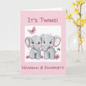 Gepersonaliseerde felicitaties Kaart, Tweelingbaby Kaart (Gele Bloem)