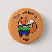 Gepersonaliseerde Felix de Fox Happy Birthday Ronde Button 5,7 Cm (Voorkant)