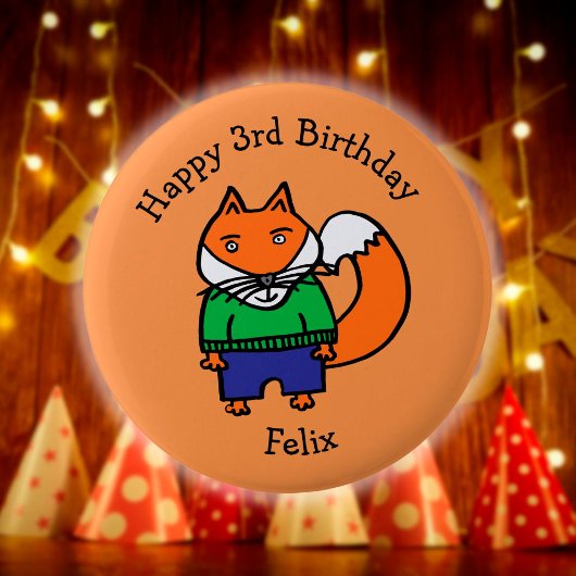Gepersonaliseerde Felix de Fox Happy Birthday Ronde Button 5,7 Cm
