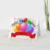 Gepersonaliseerde Feliz Cumpleaños Spaanse verjaar Kaart (Voorkant)
