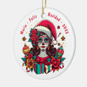 Gepersonaliseerde Feliz Navidad De Los Muertos Keramisch Ornament (Links)