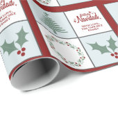 Gepersonaliseerde Feliz Navidad Kerstmis Familie Cadeaupapier (Rol Hoek)