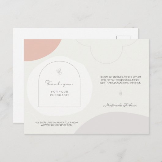 Gepersonaliseerde Feminine Hartelijk dank voor uw  Briefkaart (Voorkant / Achterkant)