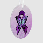 Gepersonaliseerde fibromyalgie lint en vlinder ornament (voorkant)