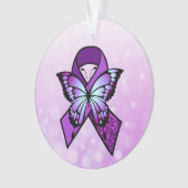 Gepersonaliseerde fibromyalgie lint en vlinder ornament (voorkant)