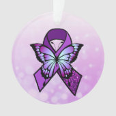 Gepersonaliseerde fibromyalgie lint en vlinder ornament (voorkant)