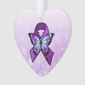 Gepersonaliseerde fibromyalgie lint en vlinder ornament (voorkant)