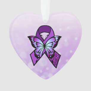 Gepersonaliseerde fibromyalgie lint en vlinder ornament