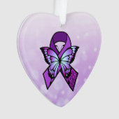 Gepersonaliseerde fibromyalgie lint en vlinder ornament (voorkant)