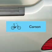 Gepersonaliseerde Fietser Blauwe Achtergrond Bumpersticker (Op auto)